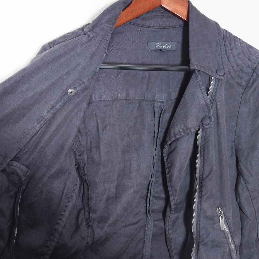 Level 99 Jacket Zip Front Black Stretch Knit Wome… - image 5